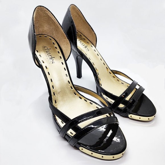 BLACK PATENT LEATHER CHARLES DAVID JAGGER SHOES. SIZE 8B. WORN ONCE INDOORS ONLY - Picture 1 of 4